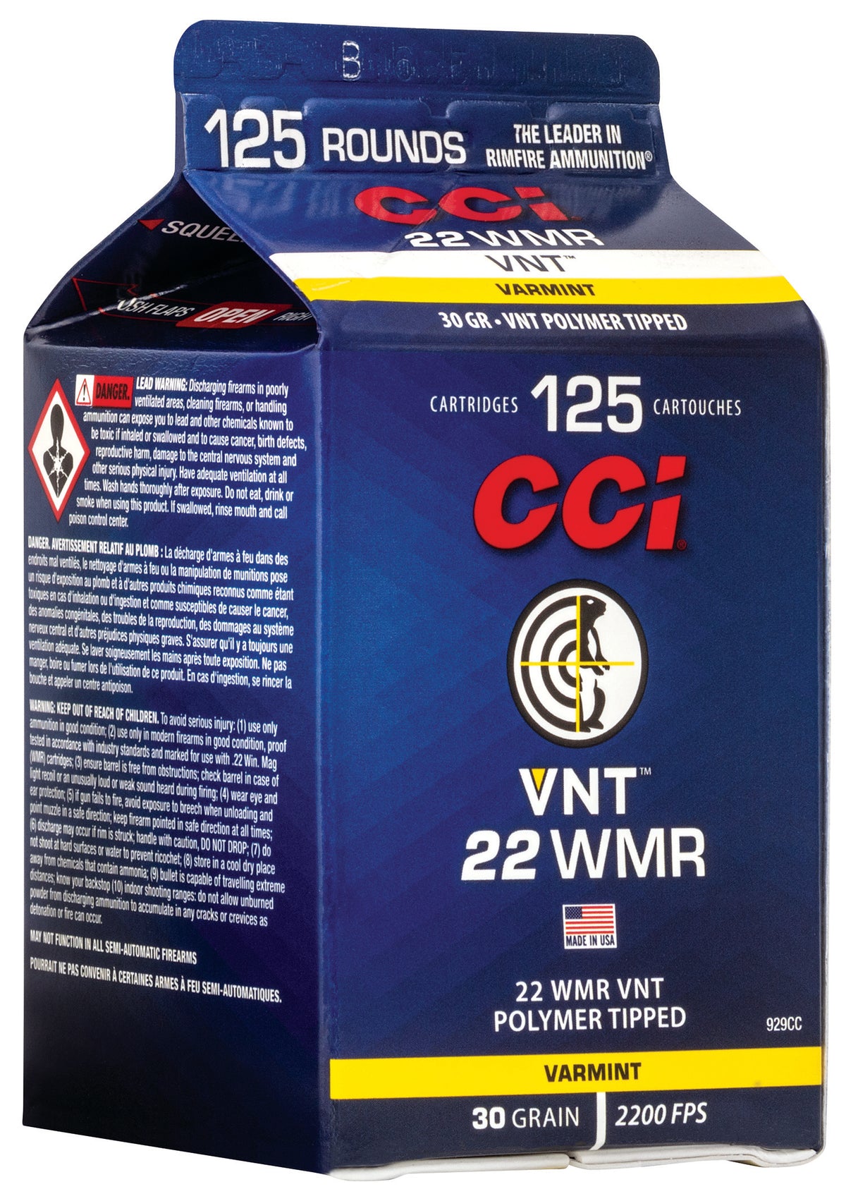 CCI .22 Magnum / WMR VNT Varmint Tipped 30 Grain 125/Box