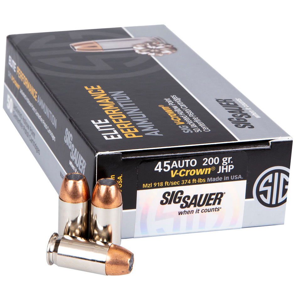 Sig Sauer .45 ACP/Auto Elite Performance V Crown Jacketed Hollow Point 200 Grain 50/Box