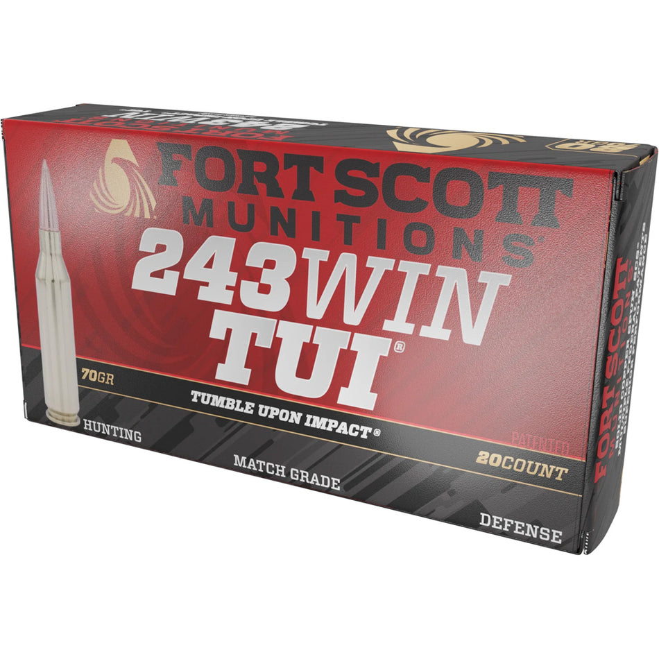 Fort Scott Munitions .243 Winchester Tumble Upon Impact (TUI) Solid Copper Spun 70 Grain 20/Box