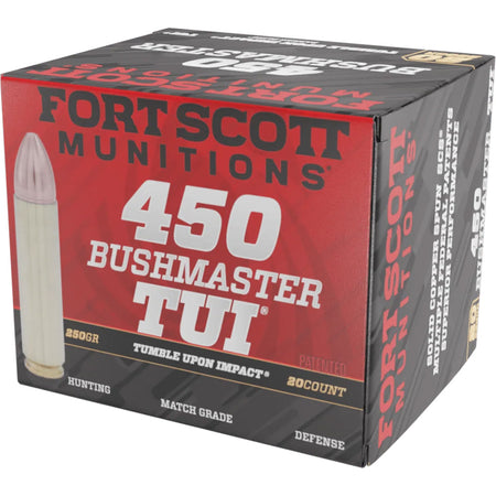Fort Scott Munitions .450 Bushmaster Tumble Upon Impact (TUI) Solid Copper Spun 250 Grain 20/Box