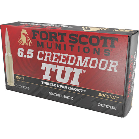 Fort Scott Munitions 6.5mm Creedmoor Tumble Upon Impact (TUI) Solid Copper Spun 130 Grain 20/Box