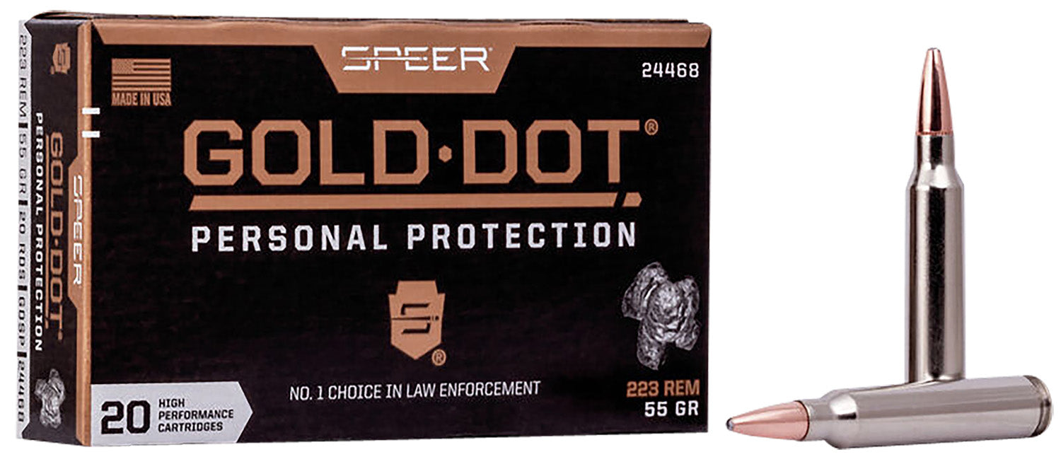 Speer .223 Remington Gold Dot Hollow Point Personal Protection Soft Point 55 Grain 20/Box
