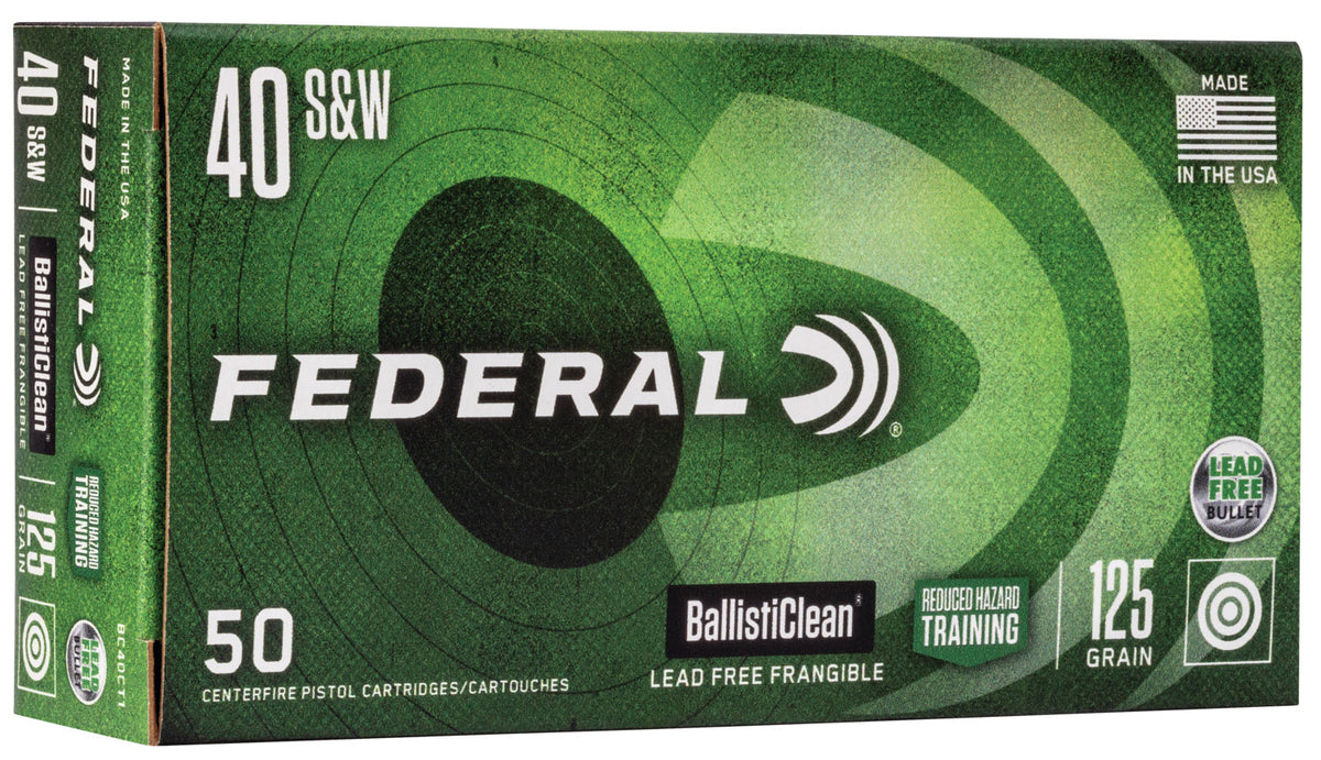 Federal .40 S&W BallistiClean Reduced Hazard Training Lead-Free Frangible 125 Grain 50/Box