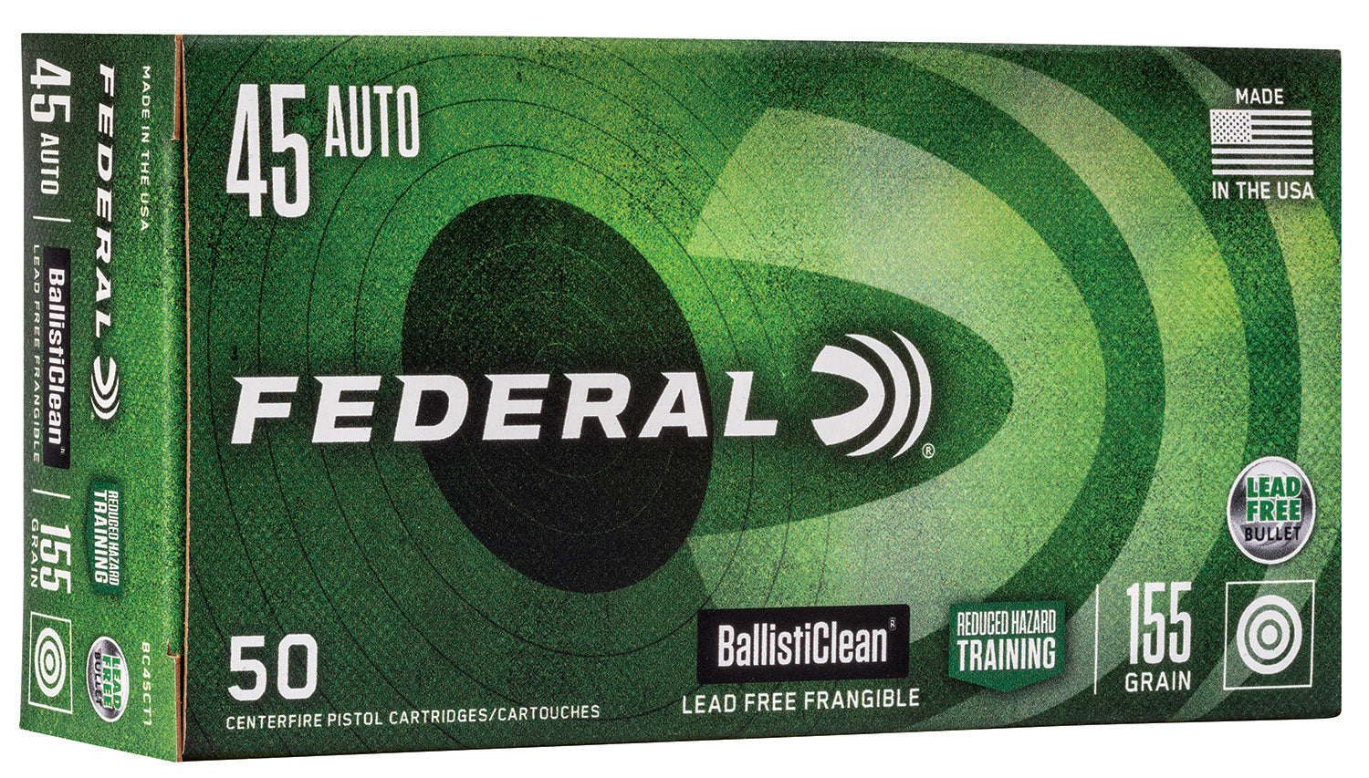 Federal .45 ACP/Auto BallistiClean Reduced Hazard Training Lead-Free Frangible 155 Grain 50/Box