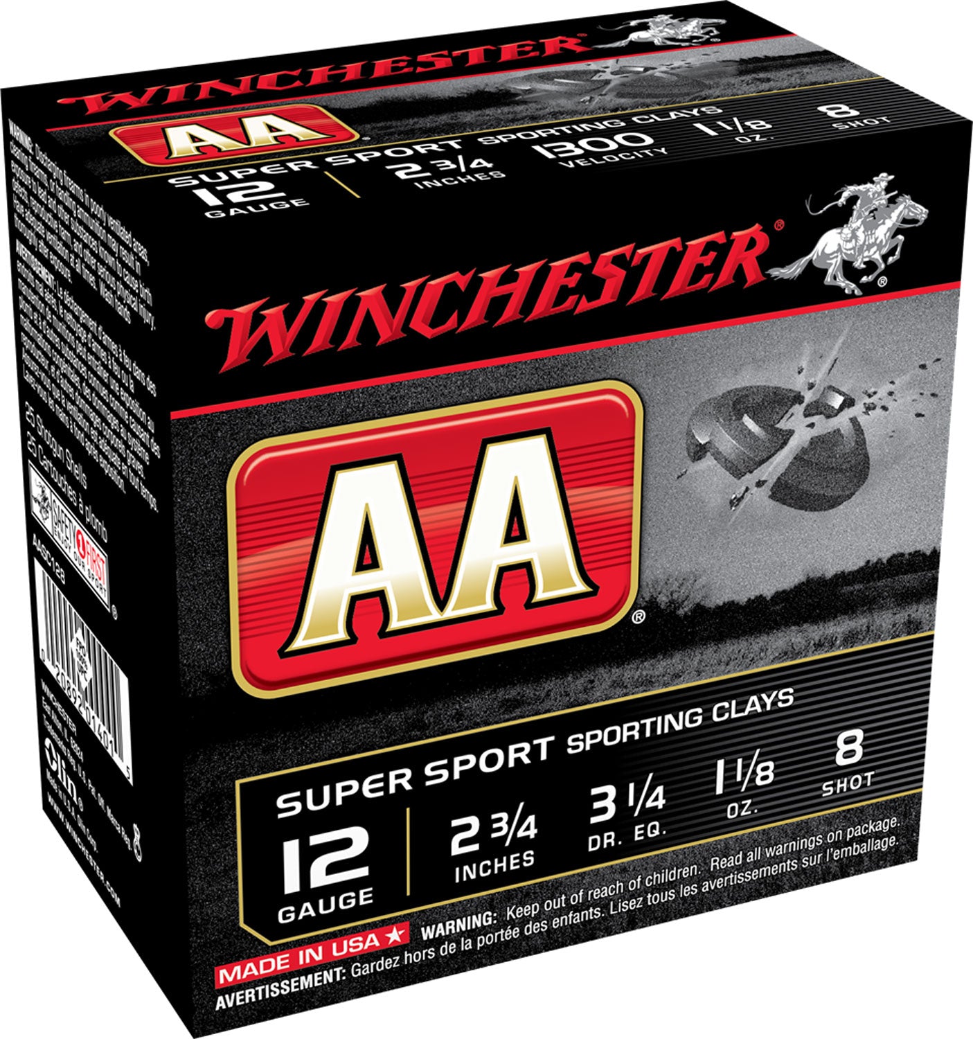 Winchester 12 Gauge AA Supersport Sporting Clay Value Pack #8 1-1/8 oz 2.75 in 100/Box
