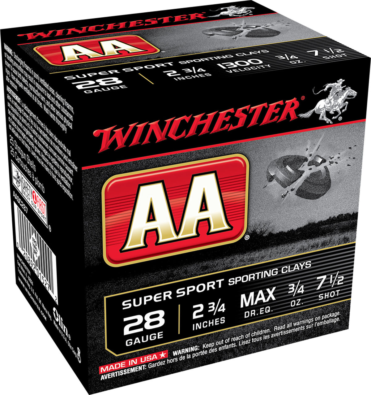 Winchester 28 Gauge AA Supersport Sporting Clay #7.5 3/4 oz 2.75 in 100/Box