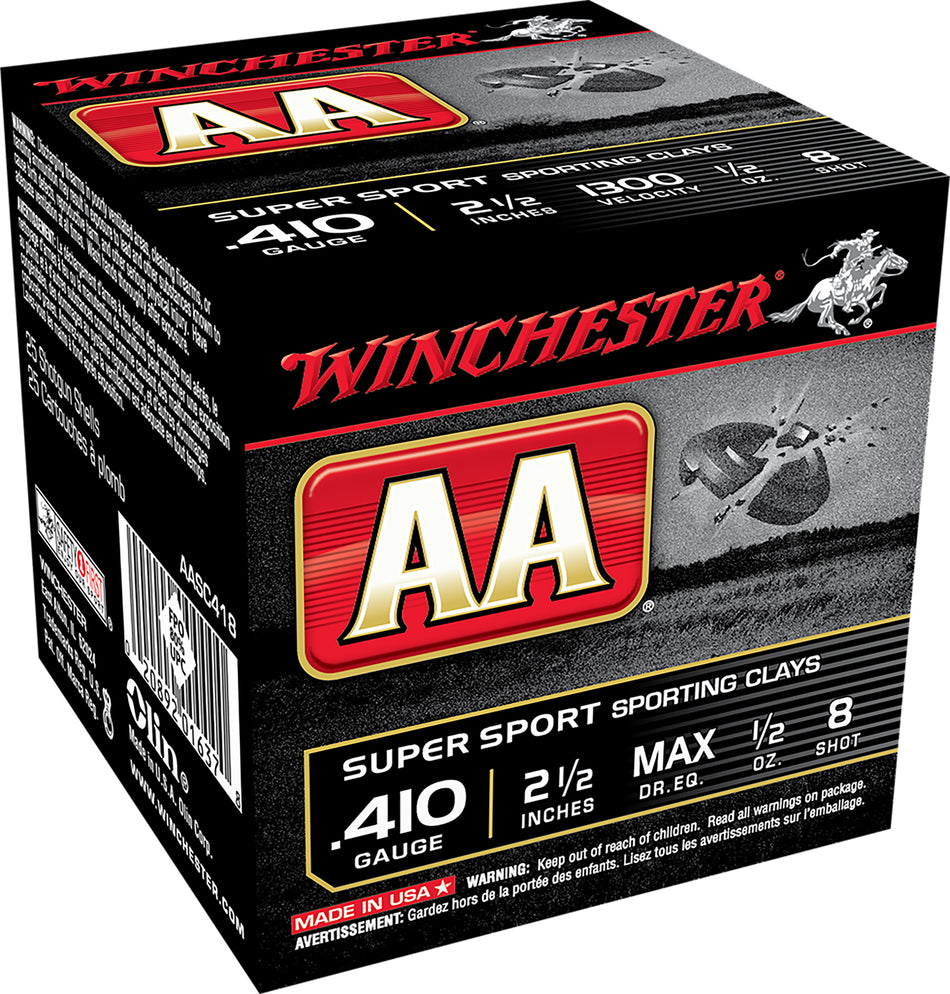 Winchester .410 Bore AA Supersport Sporting Clay #8 1/2 oz 2.5 in 100/Box