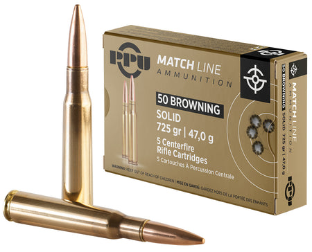 Prvi Partizan .50 BMG Match Full Metal Jacket Solid 725 Grain 5/Box