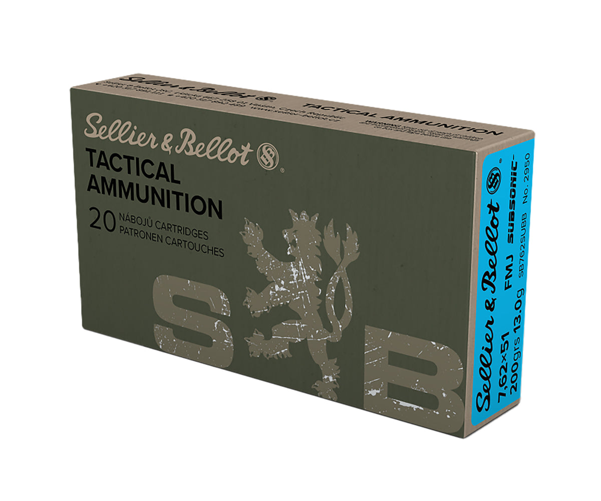 Sellier and Bellot .308 Win / 7.62x51mm Subsonic Full Metal Jacket Subsonic 200 Grain 20/Box