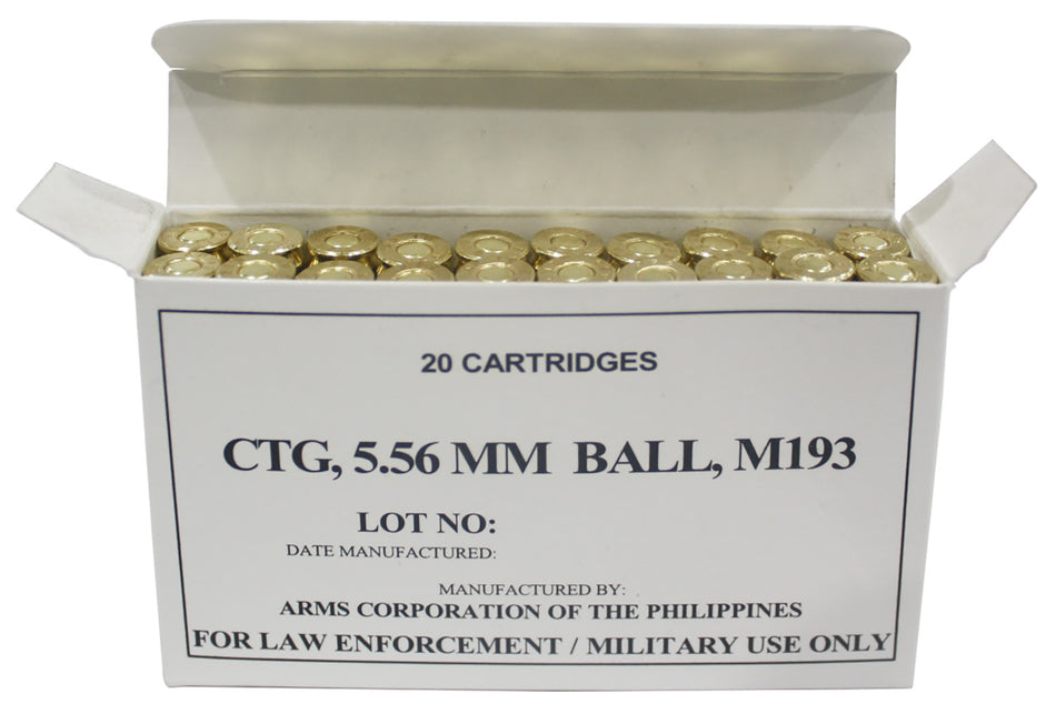 Armscor 5.56x45mm NATO Precision M193 Full Metal Jacket 55 Grain 20/Box