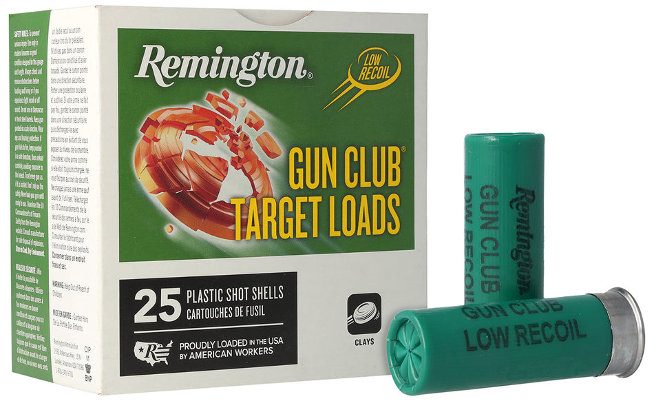 Remington 12 Gauge Gun Club Target Loads Low Recoil #8 1-1/8 oz 2.75 in 25/Box