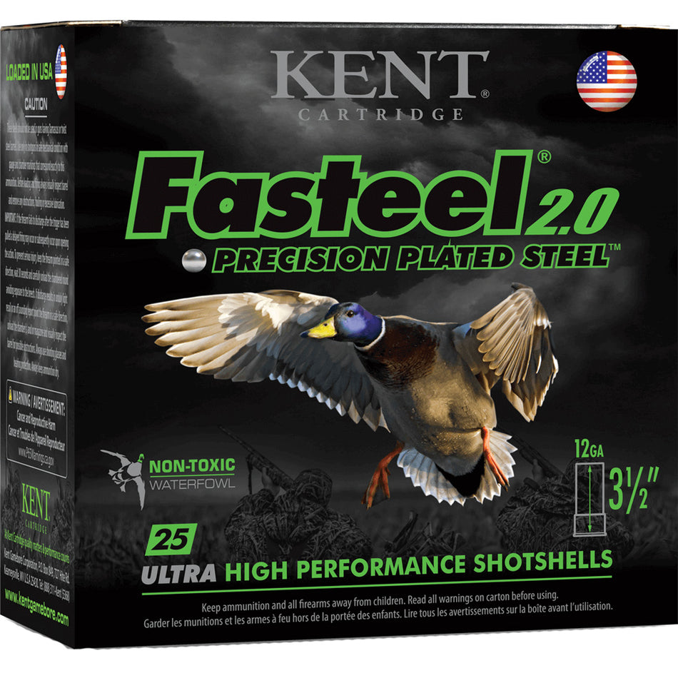 Kent Cartridge 12 Gauge Fasteel 2.0 Precision Plated Steel #3 1-3/8 oz 3.5 in 25/Box