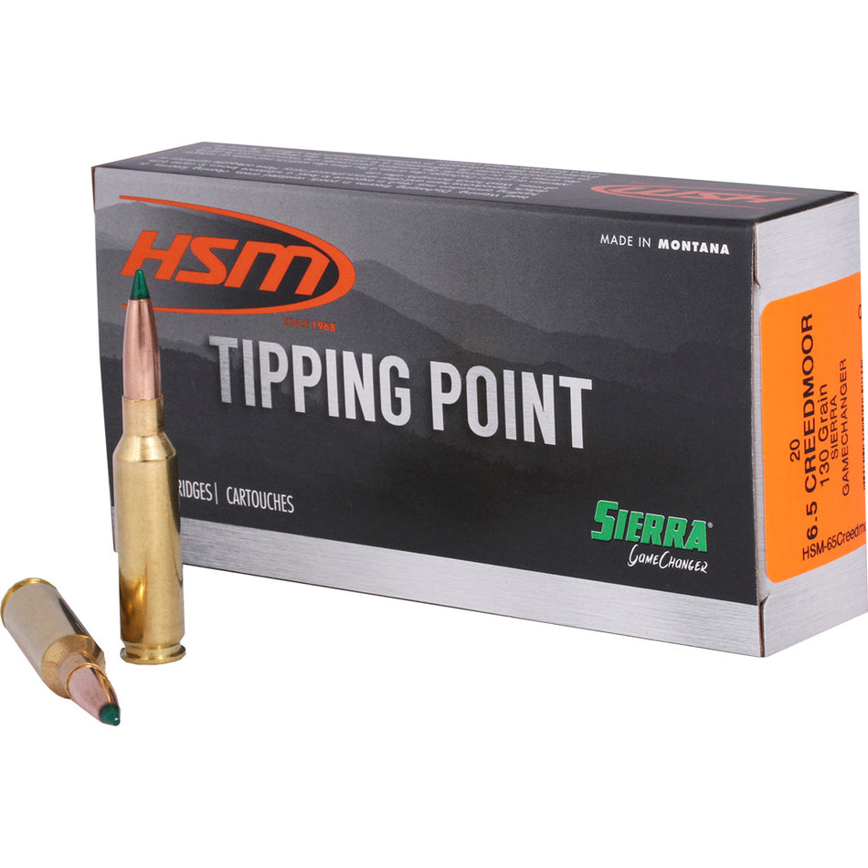 HSM 6.5mm Creedmoor Tipping Point Sierra GameChanger 130 Grain 20/Box