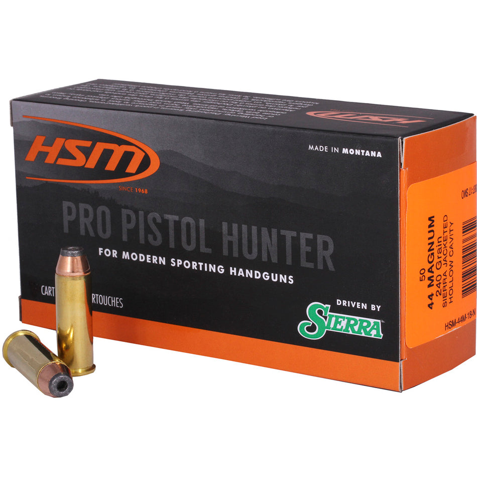 HSM .44 Magnum Pro Pistol Jacketed Hollow Cavity 240 Grain 50/Box