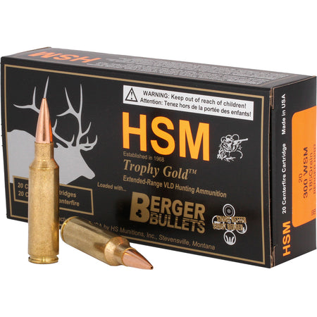 HSM .300 WSM Trophy Gold Berger Hunting VLD Match 185 Grain 20/Box
