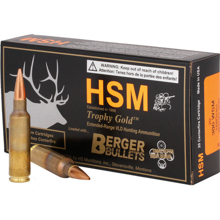 HSM .300 WSM Trophy Gold Berger Hunting VLD Match 168 Grain 20/Box