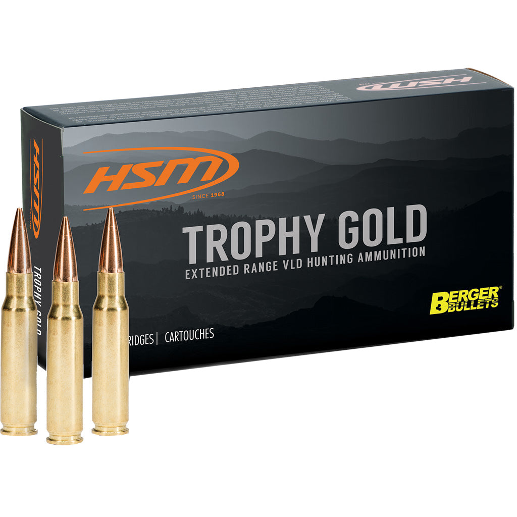HSM .338 Winchester Magnum Trophy Gold Berger Match Hybrid Open Tip Match 250 Grain 20/Box