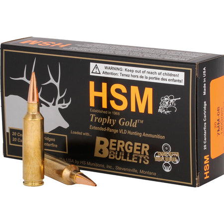 HSM 7mm-08 Remington Trophy Gold Berger Hunting VLD Match 140 Grain 20/Box