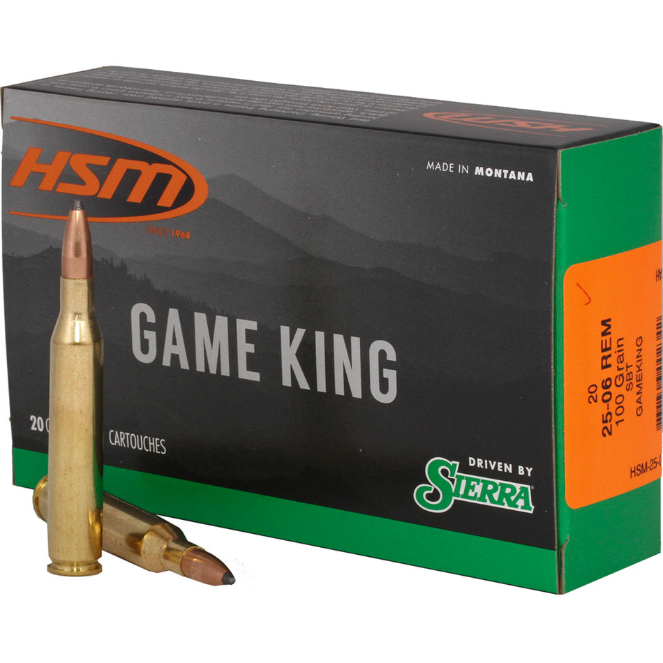 HSM .25-06 Remington Sierra GameKing Spitzer Boat Tail 100 Grain 20/Box