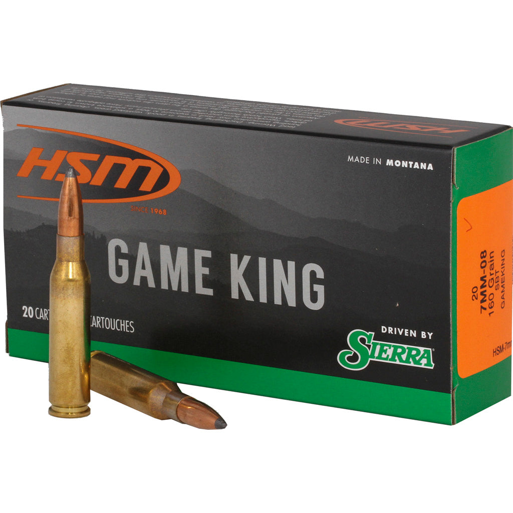 HSM 7mm-08 Remington Sierra Game King Spitzer Boat Tail 160 Grain 20/Box