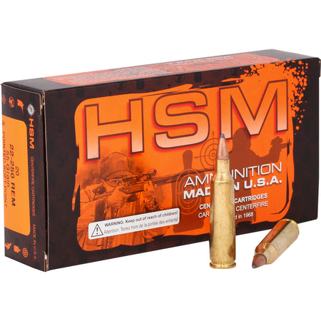 HSM .22-250 Remington Varmint Soft Point 55 Grain 20/Box