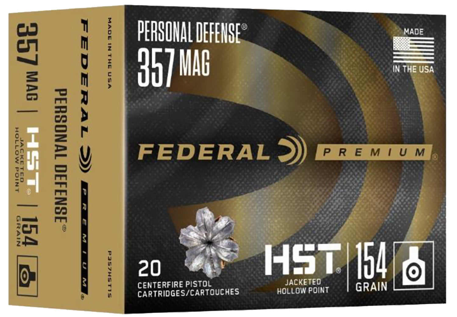 Federal .357 Magnum PERSONAL DEFENSE Premium HST Jacketed Hollow Point 154 Grain 20/Box