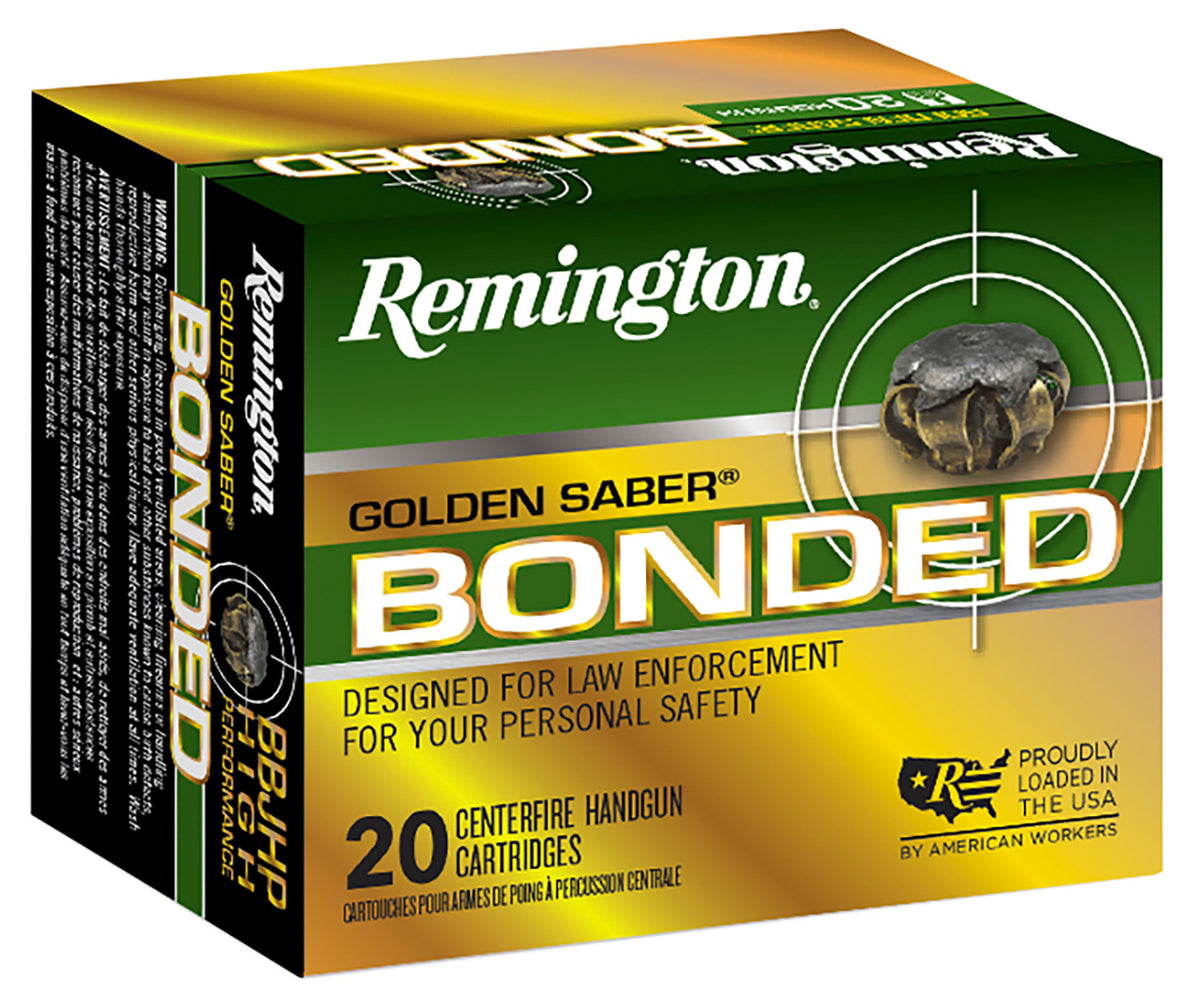 Remington 10mm Auto Golden Saber Bonded Brass Jacketed Hollow Point 180 Grain 20/Box