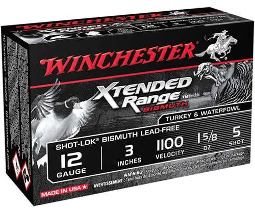 Winchester 12 Gauge XTENDED RANGE BISMUTH Shot-Lok Bismuth Hunting #5 1-5/8 oz 3 in 10/Box