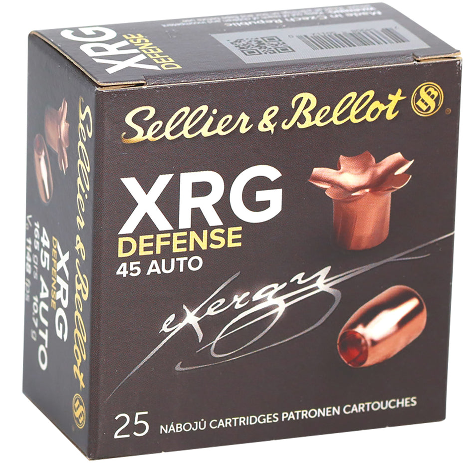 Sellier and Bellot .45 ACP/Auto XRG Solid Copper Hollow Point 165 Grain 25/Box