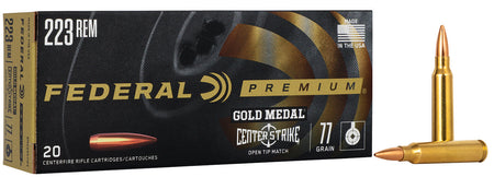 Federal .223 Remington Premium Gold Medal Open Tip Match 77 Grain 20/Box