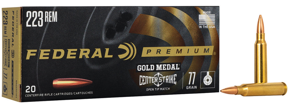 Federal .223 Remington Premium Gold Medal Open Tip Match 77 Grain 20/Box