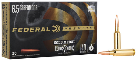 Federal 6.5mm Creedmoor Premium Gold Medal Centerstrike Open Tip Match 140 Grain 20/Box
