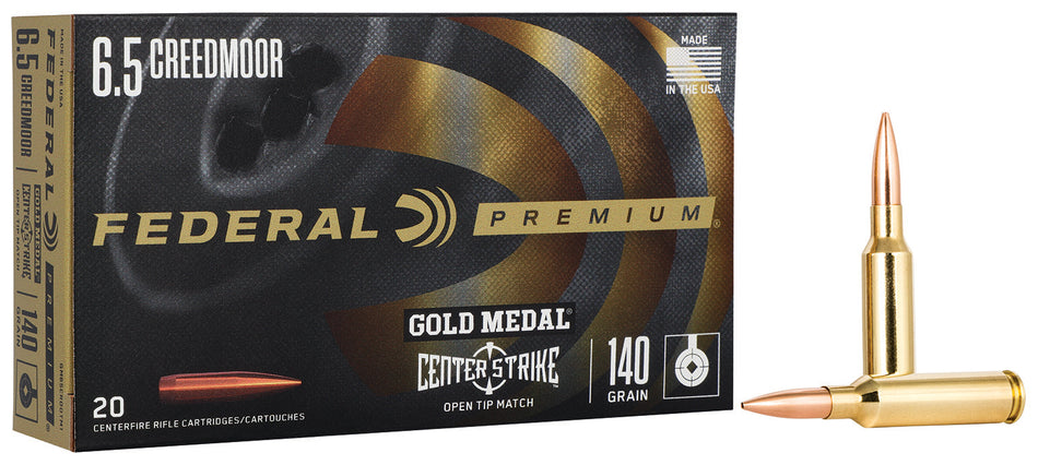 Federal 6.5mm Creedmoor Premium Gold Medal Centerstrike Open Tip Match 140 Grain 20/Box