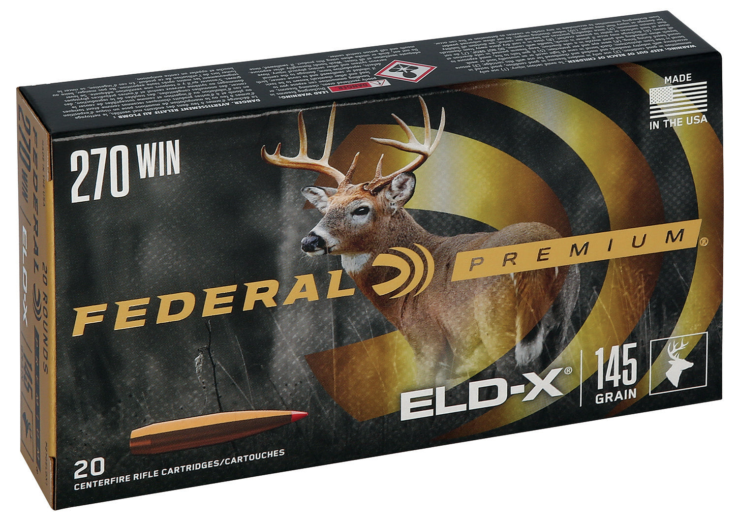 Federal .270 Winchester Premium ELD-X Extremely Low Drag-eXpanding 145 Grain 20/Box
