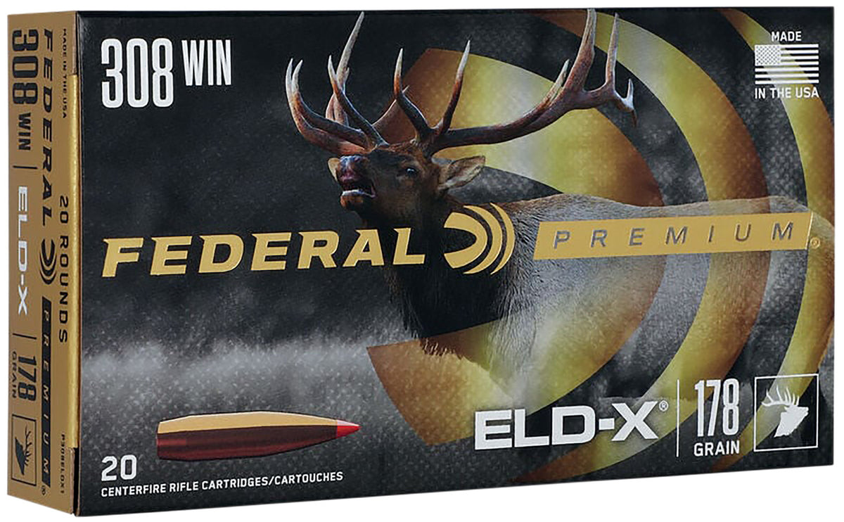 Federal .308 Win / 7.62x51mm Premium ELD-X Extremely Low Drag-eXpanding 178 Grain 20/Box