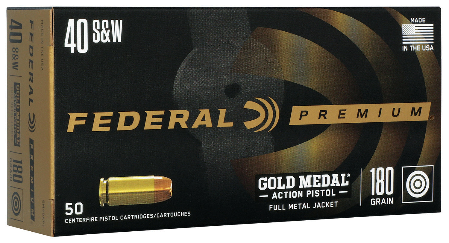 Federal .40 S&W Gold Medal Full Metal Jacket 180 Grain 50/Box