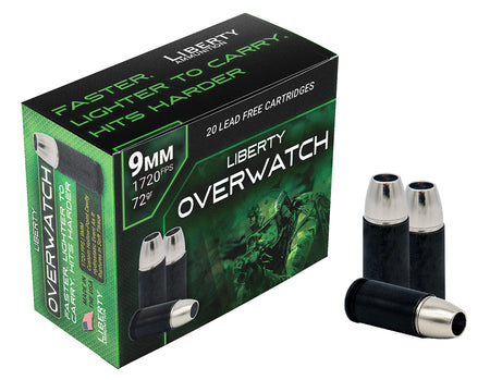 Liberty Ammunition 9mm Luger / Parabellum OverWatch Open Cavity Design 72 Grain 20/Box