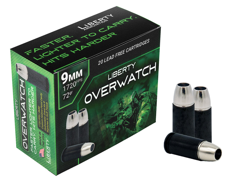 Liberty Ammunition 9mm Luger / Parabellum OverWatch Open Cavity Design 72 Grain 20/Box