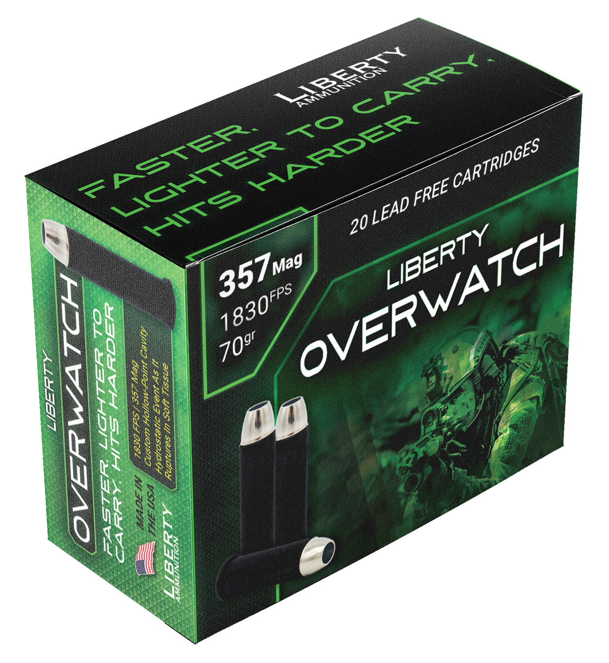 Liberty Ammunition .357 Magnum OverWatch Open Cavity Design 70 Grain 20/Box