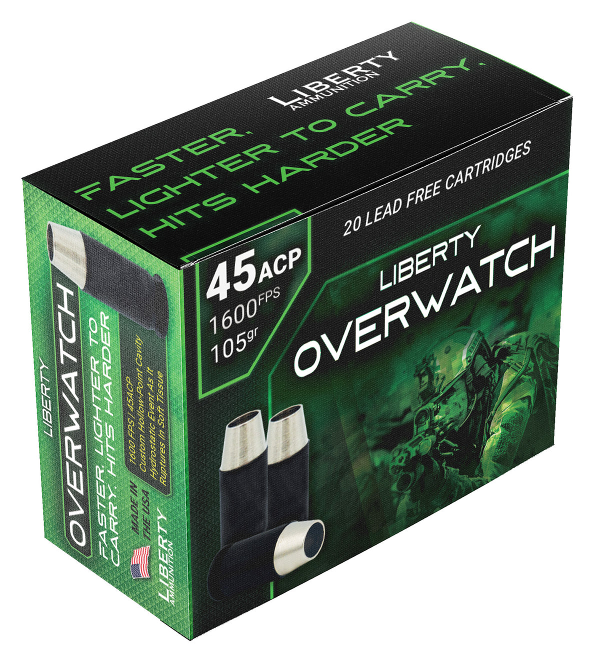 Liberty Ammunition .45 ACP/Auto OverWatch Open Cavity Design 105 Grain 20/Box