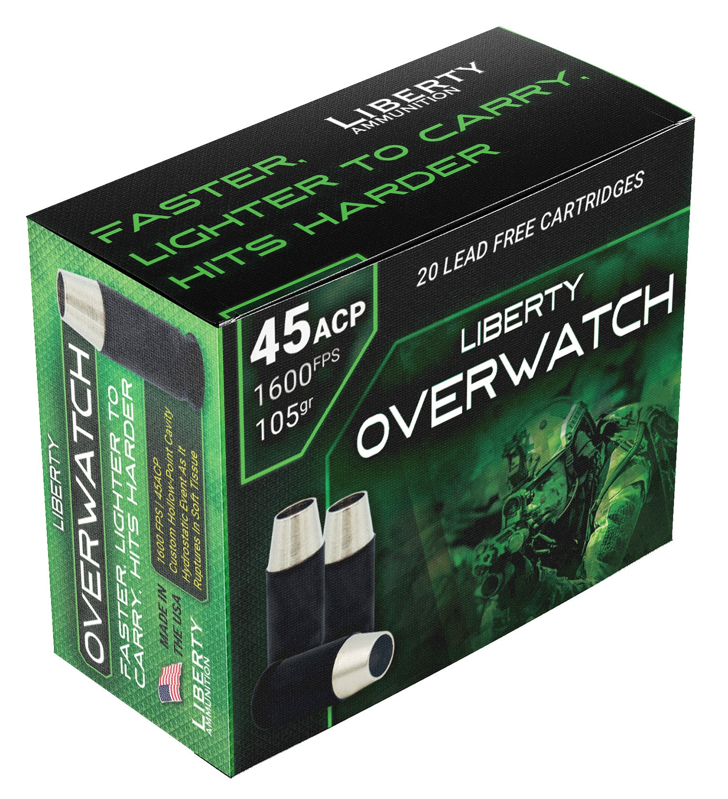 Liberty Ammunition .45 ACP/Auto OverWatch Open Cavity Design 105 Grain 20/Box