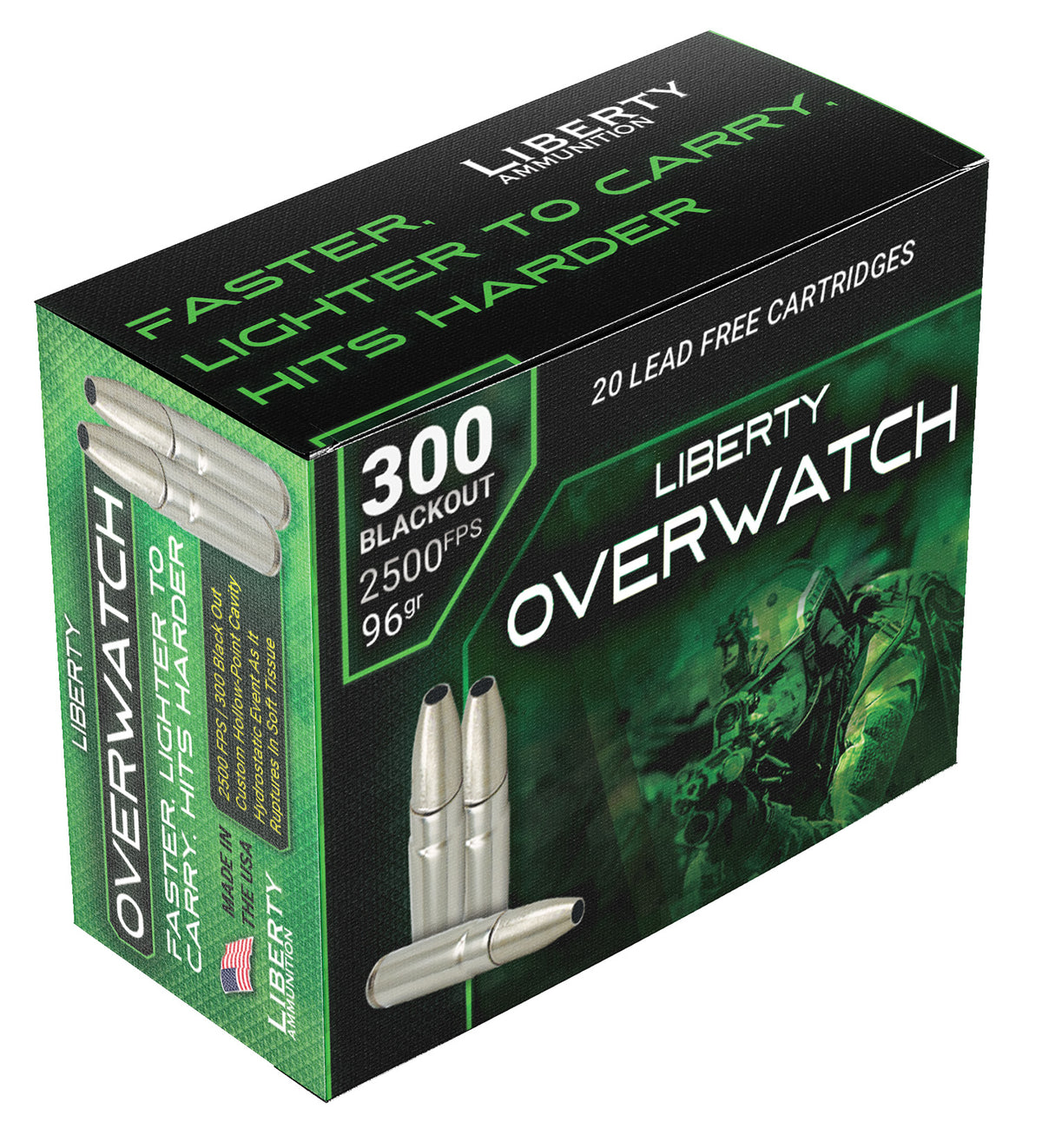 Liberty Ammunition .300 AAC Blackout OverWatch Open Cavity Design 96 Grain 20/Box
