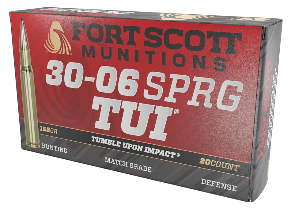 Fort Scott Munitions .30-06 Springfield Tumble Upon Impact (TUI) Solid Copper Spun 168 Grain 20/Box