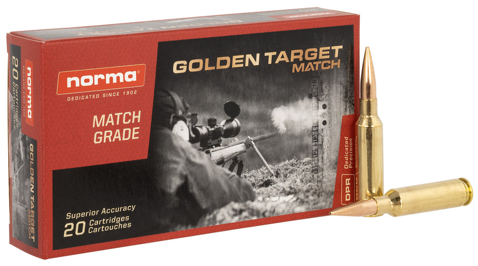 Norma 6.5mm Creedmoor Dedicated Precision Golden Target Match Boat Tail Hollow Point 143 Grain 20/Box