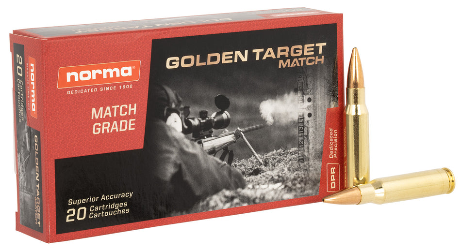 Norma .308 Win / 7.62x51mm Dedicated Precision Golden Target Match Boat Tail Hollow Point 168 Grain 20/Box