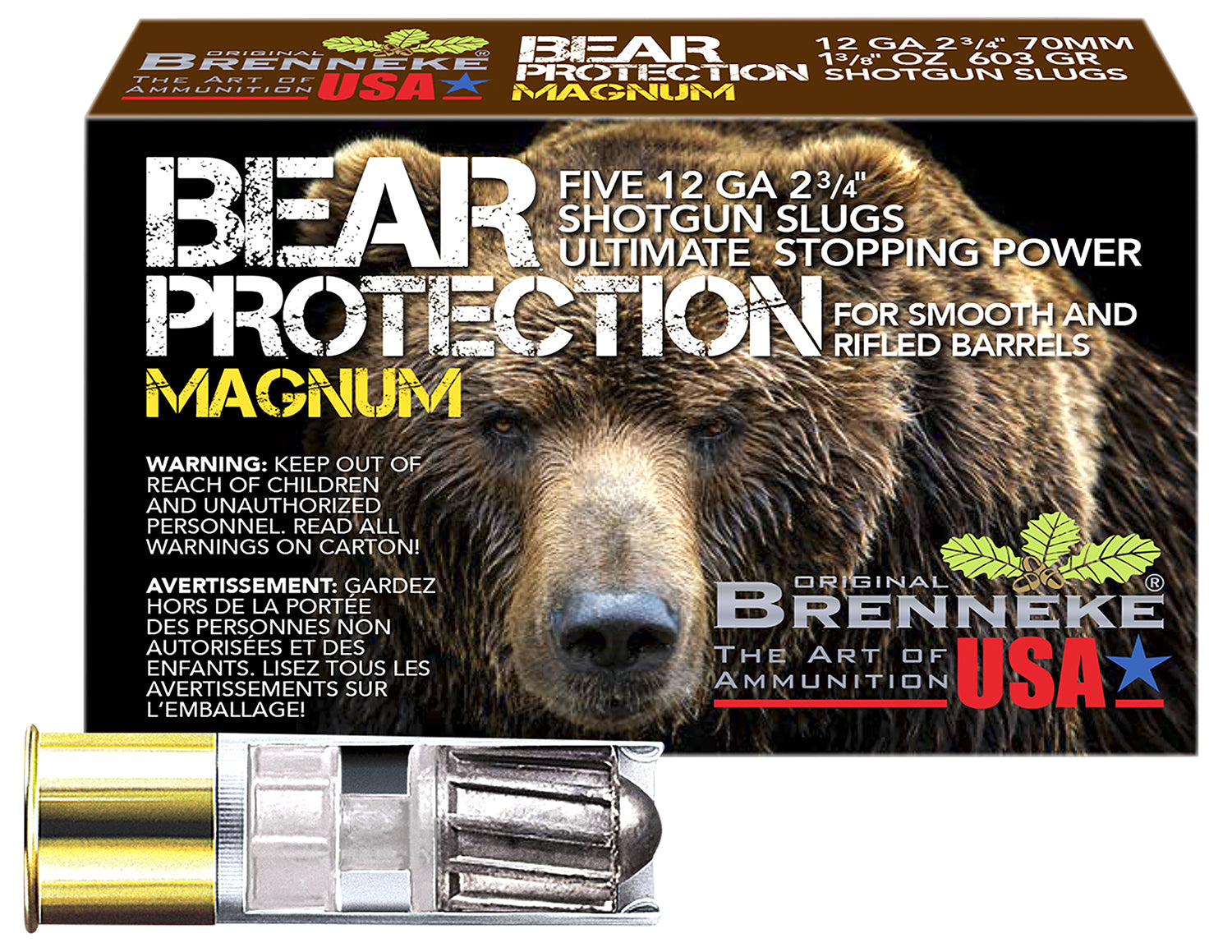 Brenneke 12 Gauge Bear Protection Magnum Slug 1-3/8 oz 2.75 in 5/Box
