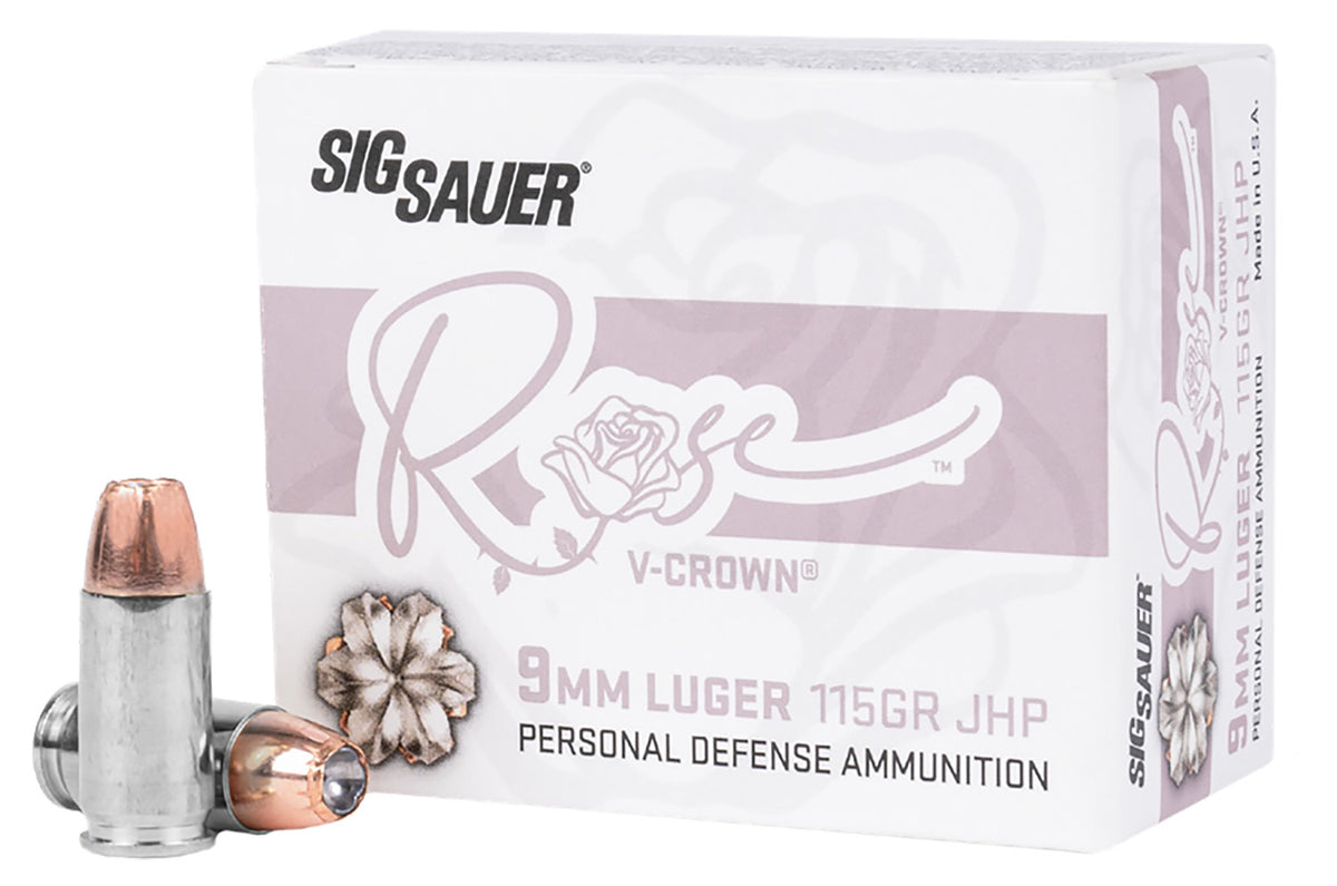 Sig Sauer 9mm Luger / Parabellum Rose V-Crown Jacketed Hollow Point 115 Grain 20/Box