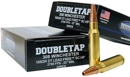 DoubleTap .308 Win / 7.62x51mm Lead Free Lead Free Hollow Point 165 Grain 20/Box
