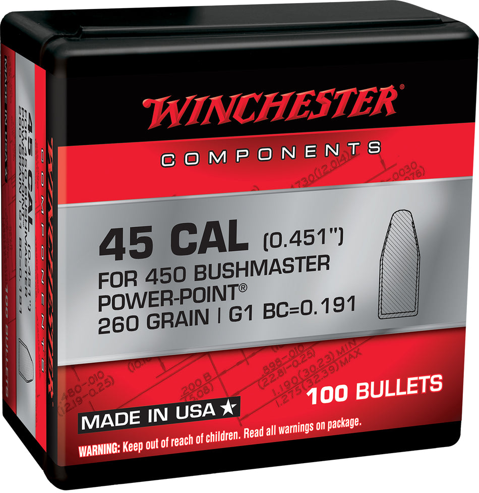 Winchester Ammo WB450P260X Power-Point 450Bushmaster 260gr 100 Per Box/10 Case