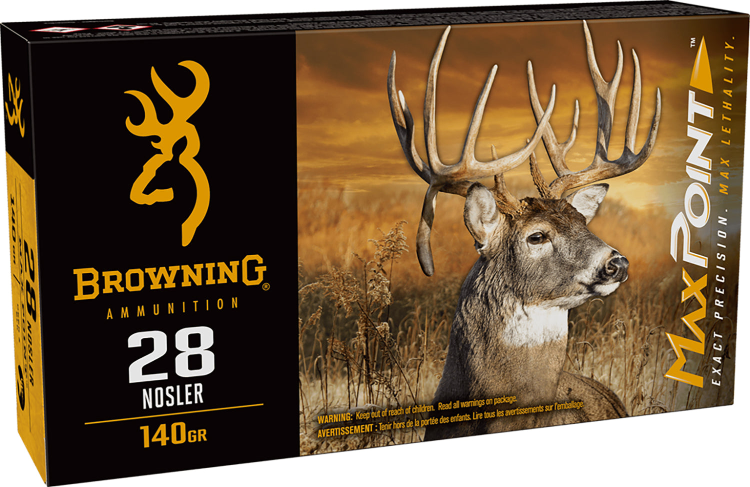 Browning .28 Nosler Max Point Polymer Tip 140 Grain 20/Box